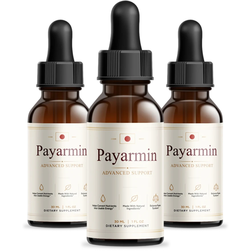 Three bottles of Payarmin Advanced Support liquid drops